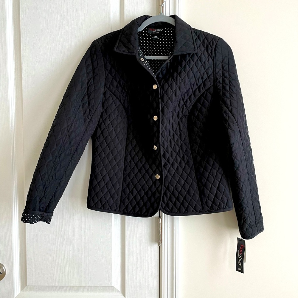 Pantology Black Quilted Jacket NWT size 8P